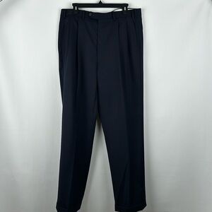 Ralph Ralph Lauren 100% Navy Wool Cuffed Hem Pants